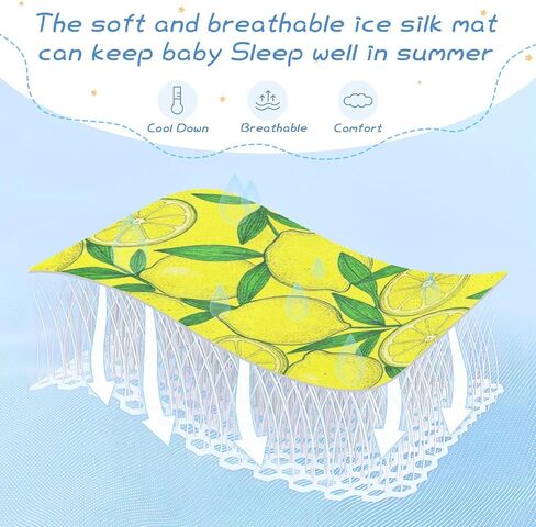 Summer Yellow Lemon Cooling Baby Bassinet Mattress 28" x 52" Ultra Soft Pads Washable Waterproof for Kids, Adult in Kuwait