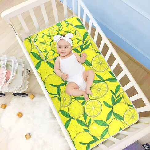 Summer Yellow Lemon Cooling Baby Bassinet Mattress 28" x 52" Ultra Soft Pads Washable Waterproof for Kids, Adult in Kuwait