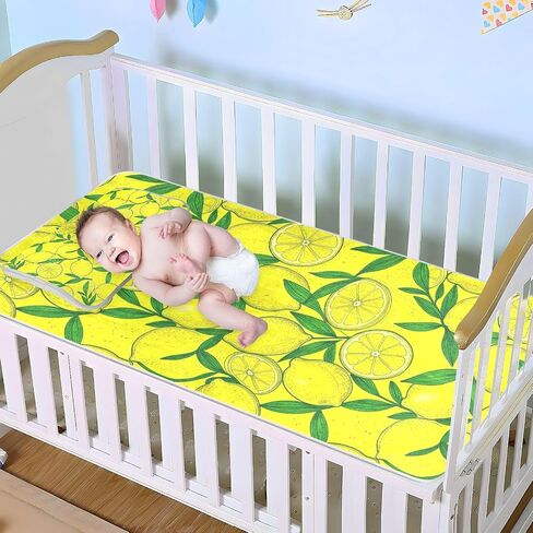 Summer Yellow Lemon Cooling Baby Bassinet Mattress 28" x 52" Ultra Soft Pads Washable Waterproof for Kids, Adult in Kuwait