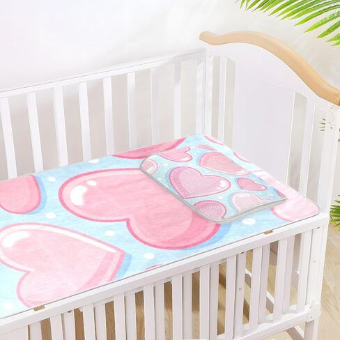 Pink Romantic Heart Cooling Baby Mattress Protector Pads 28" x 52" Reusable Mattress Protector pad for Baby&Toddler in Kuwait
