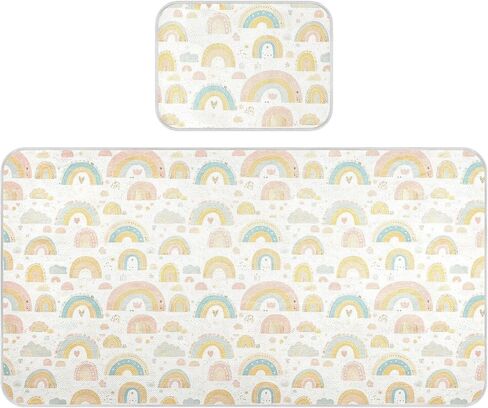 Cute Cartoon Rainbows Cooling Baby Waterproof Crib Mattress pad 28" x 52" Ultra Soft Mattress pad Cover for Kids, Adult in Kuwait