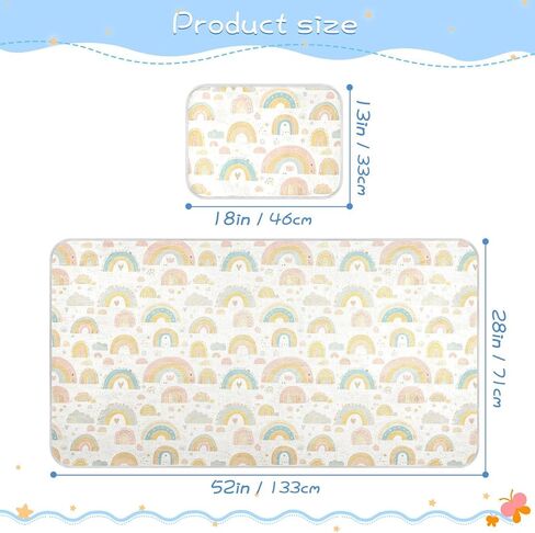 Cute Cartoon Rainbows Cooling Baby Waterproof Crib Mattress pad 28" x 52" Ultra Soft Mattress pad Cover for Kids, Adult in Kuwait