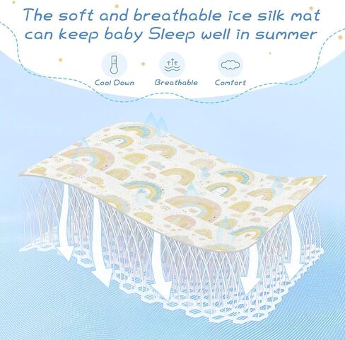 Cute Cartoon Rainbows Cooling Baby Waterproof Crib Mattress pad 28" x 52" Ultra Soft Mattress pad Cover for Kids, Adult in Kuwait