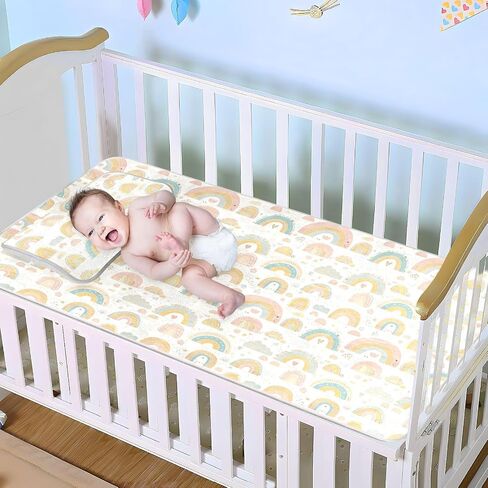 Cute Cartoon Rainbows Cooling Baby Waterproof Crib Mattress pad 28" x 52" Ultra Soft Mattress pad Cover for Kids, Adult in Kuwait