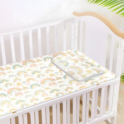 Cute Cartoon Rainbows Cooling Baby Waterproof Crib Mattress pad 28" x 52" Ultra Soft Mattress pad Cover for Kids, Adult in Kuwait