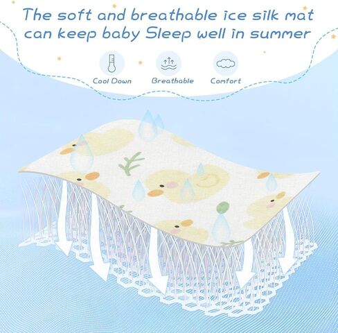 Cartoon Cute Yellow Duck Cooling Baby Crib Mattress Topper 28" x 52" Absorbent Training Pads for Kids, Adult in Kuwait