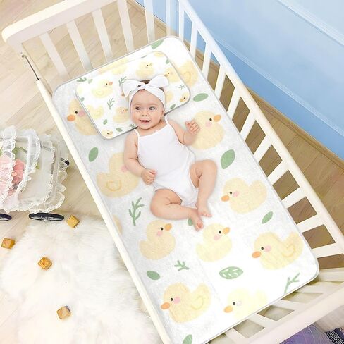 Cartoon Cute Yellow Duck Cooling Baby Crib Mattress Topper 28" x 52" Absorbent Training Pads for Kids, Adult in Kuwait