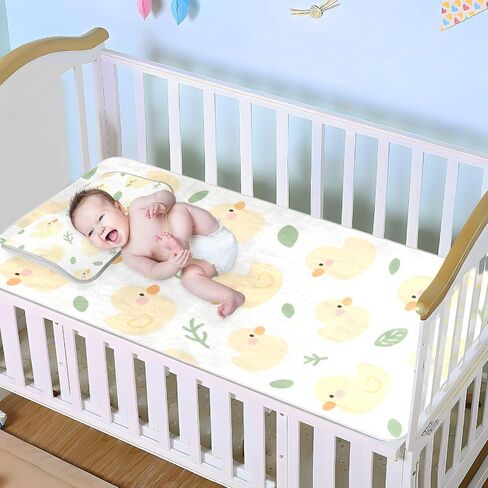Cartoon Cute Yellow Duck Cooling Baby Crib Mattress Topper 28" x 52" Absorbent Training Pads for Kids, Adult in Kuwait