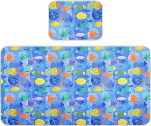 Tropical Fish Multicolor Cooling Baby Waterproof Mattress 28" x 52" Ultra Soft Pads for Kids for Kids, Adult in Kuwait