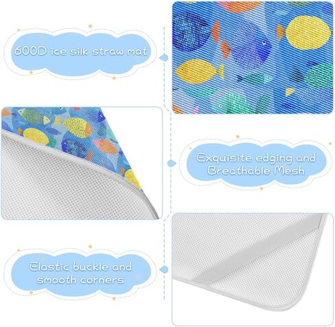 Tropical Fish Multicolor Cooling Baby Waterproof Mattress 28" x 52" Ultra Soft Pads for Kids for Kids, Adult in Kuwait