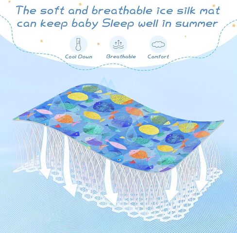Tropical Fish Multicolor Cooling Baby Waterproof Mattress 28" x 52" Ultra Soft Pads for Kids for Kids, Adult in Kuwait