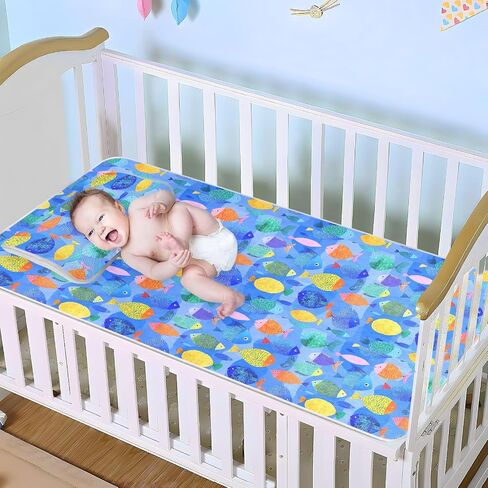 Tropical Fish Multicolor Cooling Baby Waterproof Mattress 28" x 52" Ultra Soft Pads for Kids for Kids, Adult in Kuwait