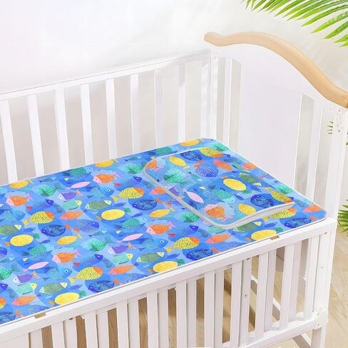 Tropical Fish Multicolor Cooling Baby Waterproof Mattress 28" x 52" Ultra Soft Pads for Kids for Kids, Adult in Kuwait