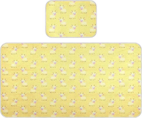 Anime Goat Pastel Yellow Cooling Baby Bed Mattress Cover 28" x 52" Ultra Soft Bed Pads for Kids, Adult in Kuwait