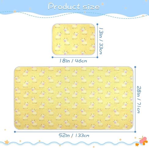 Anime Goat Pastel Yellow Cooling Baby Bed Mattress Cover 28" x 52" Ultra Soft Bed Pads for Kids, Adult in Kuwait