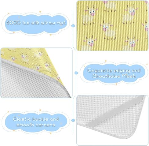 Anime Goat Pastel Yellow Cooling Baby Bed Mattress Cover 28" x 52" Ultra Soft Bed Pads for Kids, Adult in Kuwait
