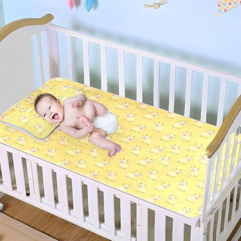 Anime Goat Pastel Yellow Cooling Baby Bed Mattress Cover 28" x 52" Ultra Soft Bed Pads for Kids, Adult in Kuwait