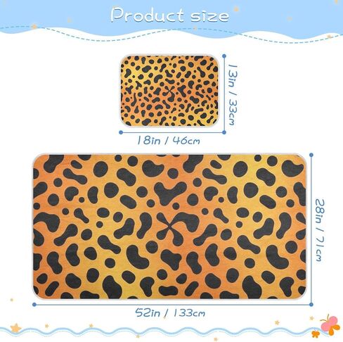Orange Leopard Print Cooling Baby Mattress Protector pad 28" x 52" Washable Pads for Bed for Baby&Toddler in Kuwait