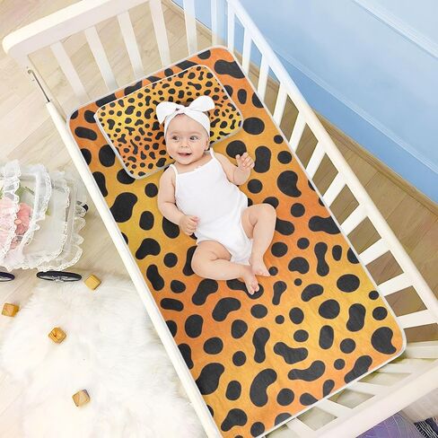 Orange Leopard Print Cooling Baby Mattress Protector pad 28" x 52" Washable Pads for Bed for Baby&Toddler in Kuwait