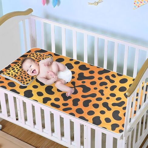 Orange Leopard Print Cooling Baby Mattress Protector pad 28" x 52" Washable Pads for Bed for Baby&Toddler in Kuwait