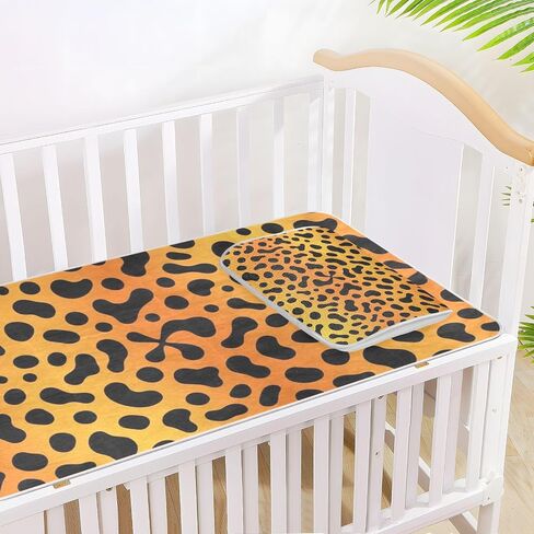 Orange Leopard Print Cooling Baby Mattress Protector pad 28" x 52" Washable Pads for Bed for Baby&Toddler in Kuwait