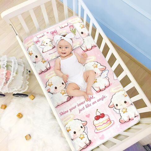 Cute Sheep Cartoon Angel Cooling Baby Mattress pad Protector 28" x 52" Washable Mattress pad for Kids, Adult in Kuwait