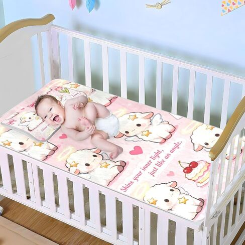 Cute Sheep Cartoon Angel Cooling Baby Mattress pad Protector 28" x 52" Washable Mattress pad for Kids, Adult in Kuwait