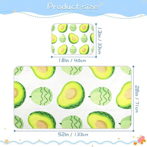 Green Avocado Cooling Baby Mattress Cover 28" x 52" Reusable Mattress pad for Baby&Toddler in Kuwait
