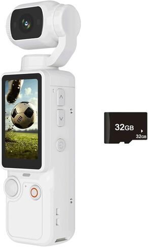 1080P Handheld Sports Camera with Rotating Lens and 32GB Storage | Pocket-sized ABS Action Camera with 180° Flexible Lens,32GB Memory,Great for Outdoor Cycling,Travel,and Vlogging in Kuwait