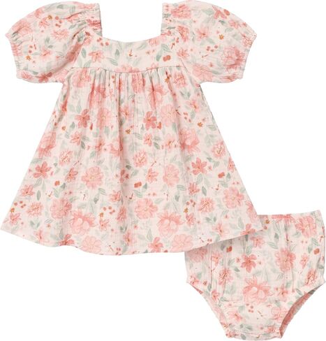 MODERNMOMENTS Baby Girls' 2-piece Puffed Sleeve Dress & Diaper Cover Set in Kuwait