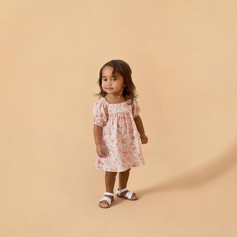 MODERNMOMENTS Baby Girls' 2-piece Puffed Sleeve Dress & Diaper Cover Set in Kuwait