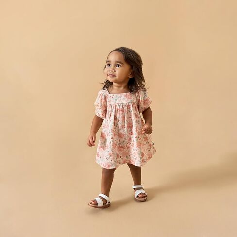 MODERNMOMENTS Baby Girls' 2-piece Puffed Sleeve Dress & Diaper Cover Set in Kuwait