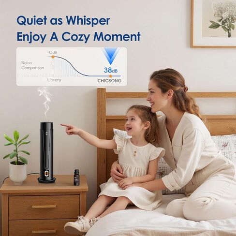 Waterless Scent Diffuser, Essential Oil Diffuser for Home, Office, Hotel | 1200 Sq Ft Coverage, Quiet Aromatherapy Diffuser with LED Light & Timer, Air Scent Diffuser Starter Kit in Kuwait