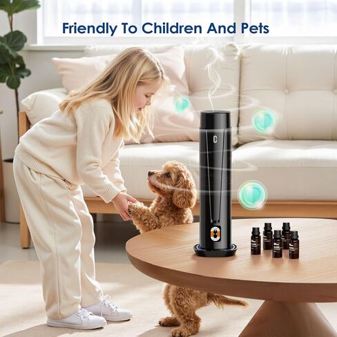 Waterless Scent Diffuser, Essential Oil Diffuser for Home, Office, Hotel | 1200 Sq Ft Coverage, Quiet Aromatherapy Diffuser with LED Light & Timer, Air Scent Diffuser Starter Kit in Kuwait