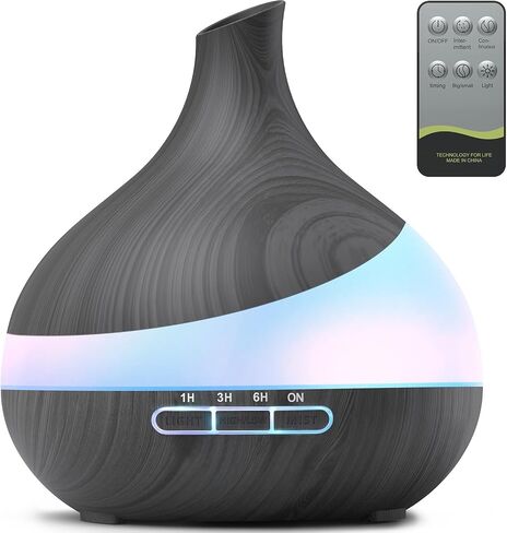 HJTHJT 500ML Essential Oil Diffuser for Home: 14 Color LED Humidifier | 2 Mist Modes (30/60ml/h) Aromatherapy Diffuser for Hotel Spa & Yoga - Remote & Night Light - Auto Shut-Off for Bedroom in Kuwait