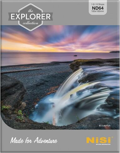 NiSi Explorer Collection 100x100mm IR ND64 - Square 6-Stop (1.8) ND Filter | B270 Tempered Glass, 2x Stronger Than Standard Filters, No Image Quality Loss, Nano Coating, Infrared Color Protection in Kuwait