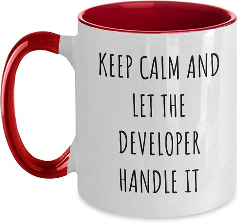Keep Calm and Let the Developer Handle It, Developer Gifts for Birthday, Two Tone Coffee Mug in Kuwait