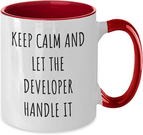Keep Calm and Let the Developer Handle It, Developer Gifts for Birthday, Two Tone Coffee Mug in Kuwait