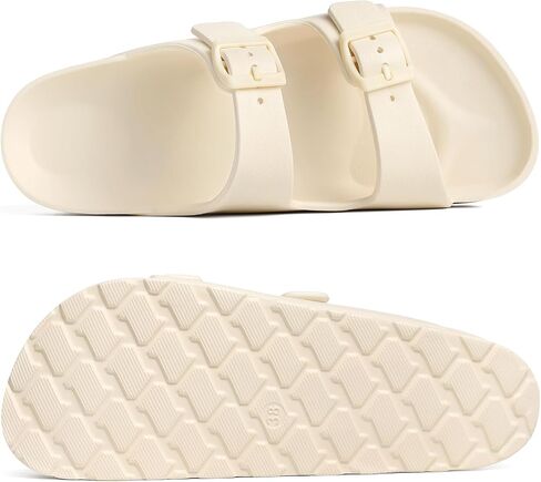 shevalues Women’s Platform Sandals with Arch Support Comfortable EVA Slides | Lightweight Rubber Sandals with Adjustable Double Buckle, Chunky Slip-On Recovery Slides for Summer Beach,Cream White 41 in Kuwait