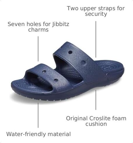 Crocs Unisex Classic Two-Strap Slide SandaLS, Navy, 10 Women/12 Men in Kuwait