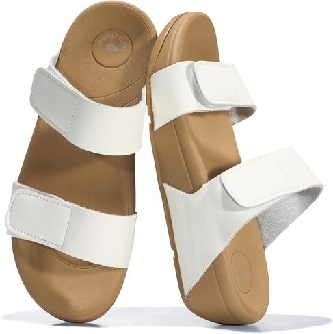 Project Cloud Genuine Leather Platform Womens Sandals, Double Strap (Adee) | Lightweight Adjustable Slides for Women - Non-Slip Outsole Comfortable Shoes Casual Summer Vacation Travel Everyday Wear in Kuwait