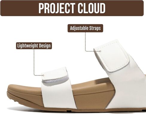 Project Cloud Genuine Leather Platform Womens Sandals, Double Strap (Adee) | Lightweight Adjustable Slides for Women - Non-Slip Outsole Comfortable Shoes Casual Summer Vacation Travel Everyday Wear in Kuwait