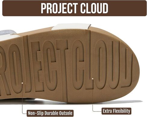Project Cloud Genuine Leather Platform Womens Sandals, Double Strap (Adee) | Lightweight Adjustable Slides for Women - Non-Slip Outsole Comfortable Shoes Casual Summer Vacation Travel Everyday Wear in Kuwait