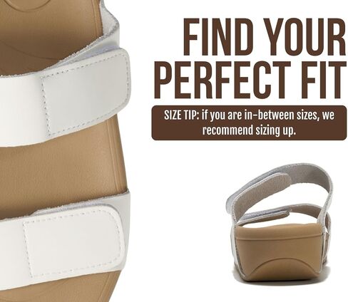 Project Cloud Genuine Leather Platform Womens Sandals, Double Strap (Adee) | Lightweight Adjustable Slides for Women - Non-Slip Outsole Comfortable Shoes Casual Summer Vacation Travel Everyday Wear in Kuwait