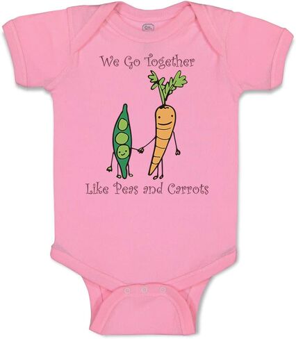 Cute Rascals Baby Bodysuit We Go Together Peas and Carrots Style A Funny Humor Boy & Girl Baby Clothes Funny Cotton Soft Pink Design Only 6 Months in Kuwait