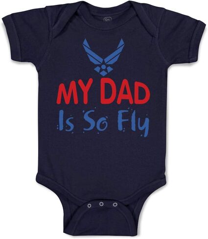 Cute Rascals Baby Bodysuit My Daddy Is So Fly Air Force Dad Father's Day Funny Boy & Girl Baby Clothes Cotton Navy Design Only Newborn in Kuwait