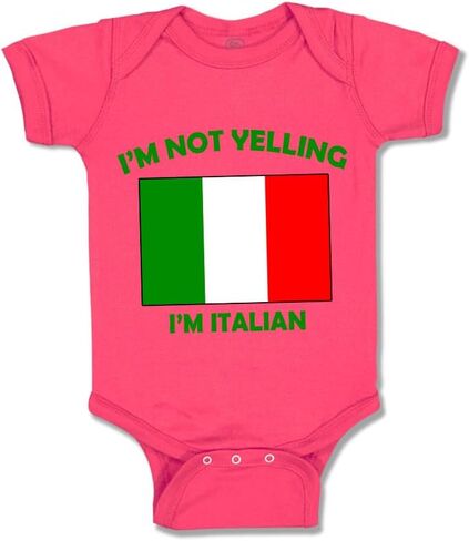 Cute Rascals Baby Bodysuit I'M Not Yelling I Am Italian Italy Countries Boy & Girl Baby Clothes Cotton in Kuwait