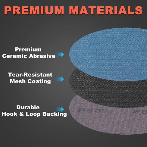 9 Inch Mesh Sanding Disc Assortment: 25Pcs Premium Ceramic Net Sanding Discs 60 80 120 150 240 Assorted Grit, Dustless Hook & Loop Round Sandpaper Replacement Pad for Drywall Sander in Kuwait