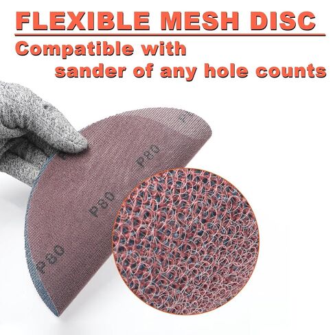 9 Inch Mesh Sanding Disc Assortment: 25Pcs Premium Ceramic Net Sanding Discs 60 80 120 150 240 Assorted Grit, Dustless Hook & Loop Round Sandpaper Replacement Pad for Drywall Sander in Kuwait