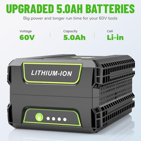 60V 5000mAh Battery 2Pack Replacement for Greenworks 60V Battery,Compatible with Greenworks 60Volt Batteries LB604 2908502 LB6042 LB60A00 LB60A01 LB60A02 Fit for 60Volt Power Tools in Kuwait